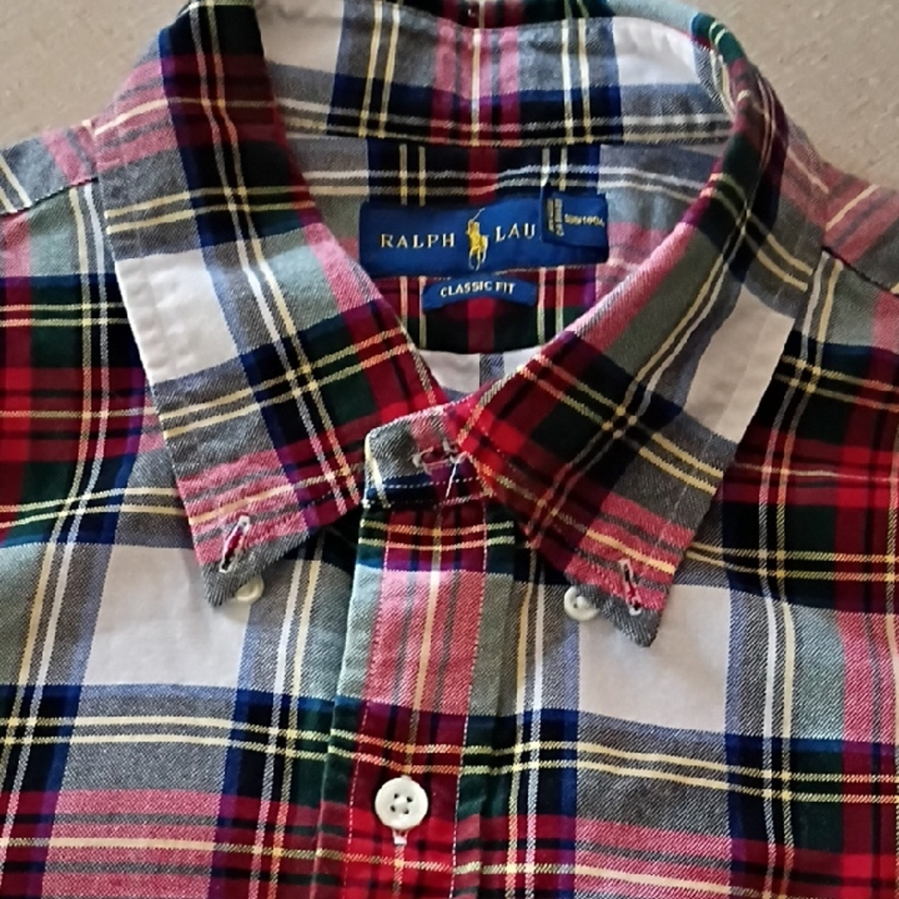 Ralph Lauren Men's Plaid Button Down Shirt - Red, Blue, Green